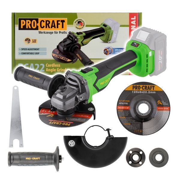 Набор аккумуляторного инструмента 2в1 Шуруповерт 180Нм Procraft PA18Pro BL + Болгарка Procraft PGA 22 125мм + 2АКБ 20В 8Ач + зарядное устройство Charger20/2.4A PA18ProBL_PGA22_2АКБ_8Аг фото