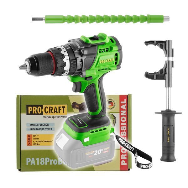 Набор аккумуляторного инструмента 2в1 Шуруповерт 180Нм Procraft PA18Pro BL + Болгарка Procraft PGA 22 125мм + 2АКБ 20В 8Ач + зарядное устройство Charger20/2.4A PA18ProBL_PGA22_2АКБ_8Аг фото