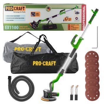 Шлифмашина для стен и потолка Procraft EX1100 800 Вт, 225 мм, регулировка оборотов, подсветка EX1100 фото