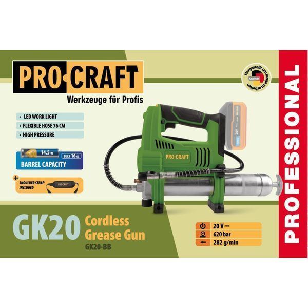 Аккумуляторный шприц для смазки Procraft GK20 620Бар 20В БЕЗ АКБ и ЗП GK20 фото