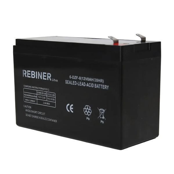 Акумулятор свинцево-кислотний Rebiner 12V 8Ah для садового обприскувача 12V_8Ah_Re фото