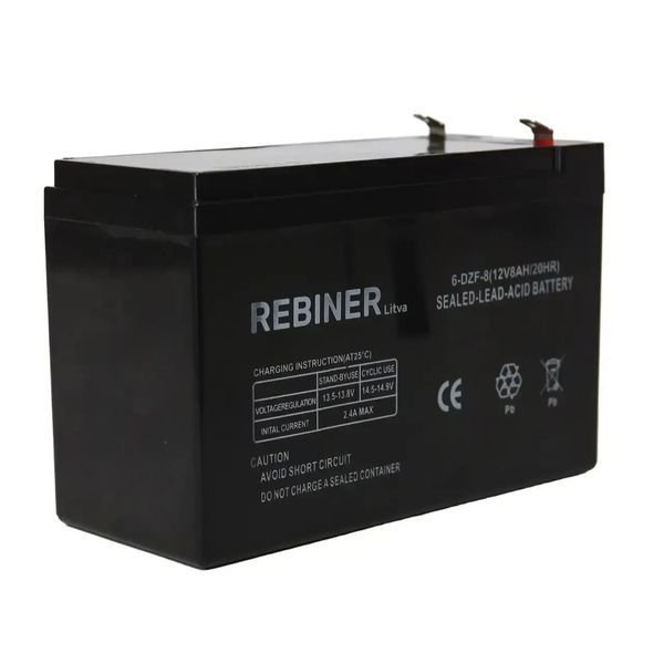 Акумулятор свинцево-кислотний Rebiner 12V 8Ah для садового обприскувача 12V_8Ah_Re фото