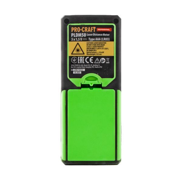 Лазерный дальномер Procraft PLDM50 до 50 м, класс 2, память 30 замеров, чехол PLDM50 фото