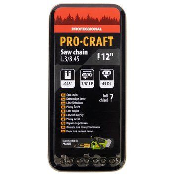 Цепь для цепной пилы Procraft L-3/8-45, 12" 30 см, 45 звеньев, шаг 3/8", металлический кейс L-3-8-45 12" 20см М.Кейс фото