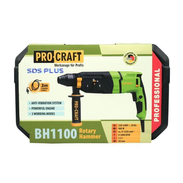 Перфоратор Procraft BH1100 900 Вт, 3,2 Дж, SDS-Plus, 5000 уд/хв, антивібраційна система BH1100 фото