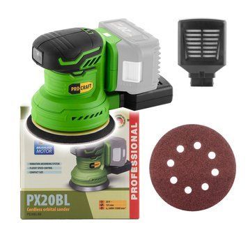 Акумуляторна ексцентрикова шліфмашина Procraft PX20BL 20В, 125 мм, безщіткова, без АКБ та ЗП PX20BL БЕЗ АКБ і ЗП фото