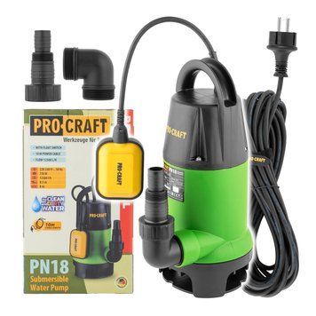 Дренажно-фекальний насос Procraft PN18 750 Вт, 12500 л/год, напір 8,5 м, кабель 10 м, занурення до 8 м PN18 фото