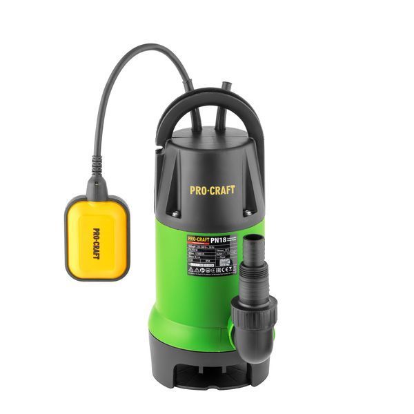 Дренажно-фекальний насос Procraft PN18 750 Вт, 12500 л/год, напір 8,5 м, кабель 10 м, занурення до 8 м PN18 фото