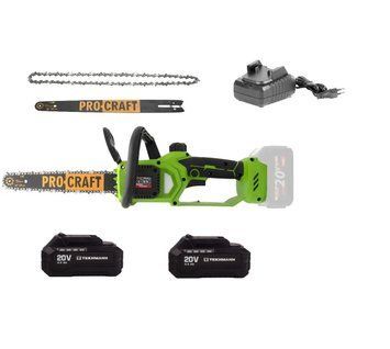 Аккумуляторная пила Procraft PKA34 2АКБ 4А/ч 20В + 2 шины 25/30 см + 2 цепи Зарядное устройство Charger20/1 PKA34 2АКБ 4Аг ЗП фото