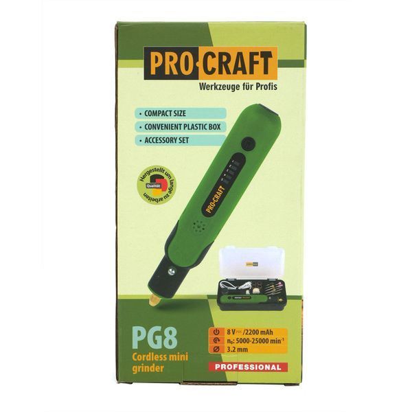 Мини-гравёр аккумуляторный Procraft PG8 8В, 5000&ndash;25000 об/мин, 21 насадка, зарядка Type-C PG8 фото