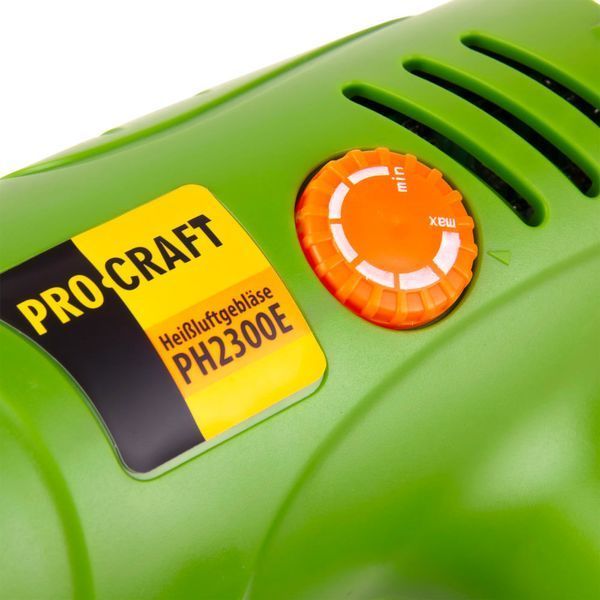 Промисловий фен Procraft PH2300E 2000 Вт, 70&ndash;600 &deg;C, 500/650 л/хв, 4 насадки Фен будівельний Procraft PH2300E 220 В, 2000 Вт, регулювання 70&ndash;600 &deg;C, 4 насадки Короткий продаючий опис  Procraft PH2300E &mdash; промисловий фен потужністю 2000 Вт для монтажних, ре PH2300E фото