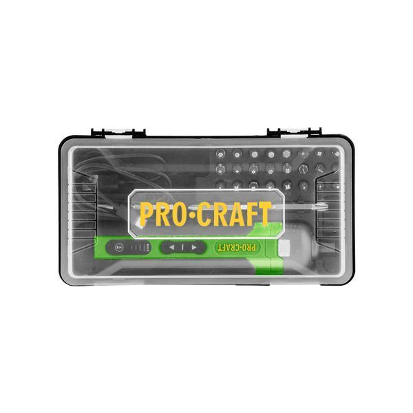Електровикрутка Procraft KS510 3.6В 1.5Ah, 280 об/хв, набір біт, USB-C, кейс KS510 фото