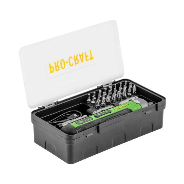 Електровикрутка Procraft KS510 3.6В 1.5Ah, 280 об/хв, набір біт, USB-C, кейс KS510 фото