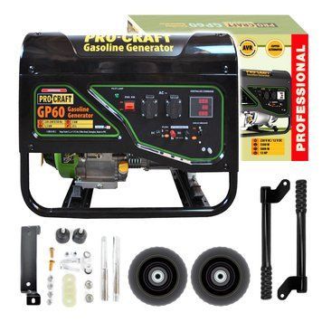 Бензиновый генератор Procraft GP60 5.5 кВт 230В AVR ручной запуск 2 розетки мощный электрогенератор GP60 фото