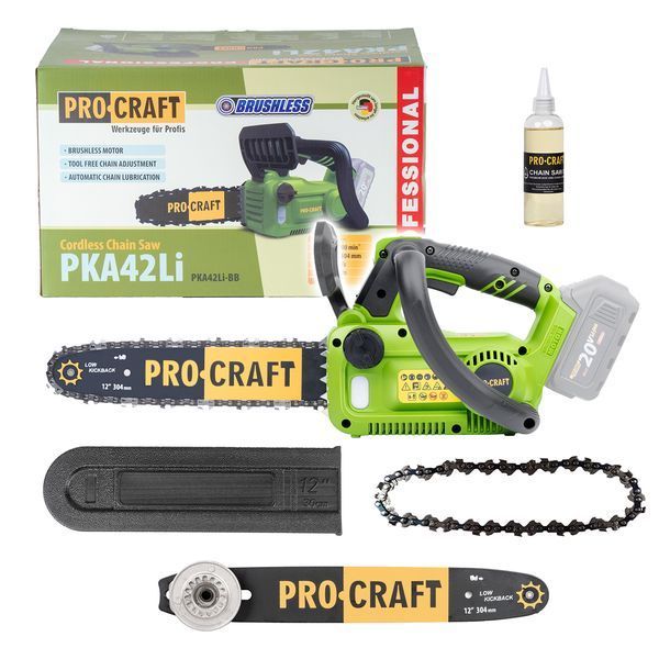 Пила акумуляторна ланцюгова Procraft PKA42Li 20В 1 АКБ 4Аг Type-C + ЗП Charger20/1 Безщітковий двигун, Шина 30см PKA42Li_1АКБ_4Аг_Type-C_ЗП фото